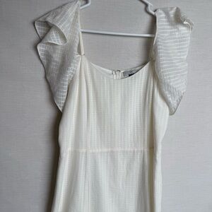 H Halston 163258 Women's Cold Shoulder Midi A-Line Dress Ivory Sz. 8